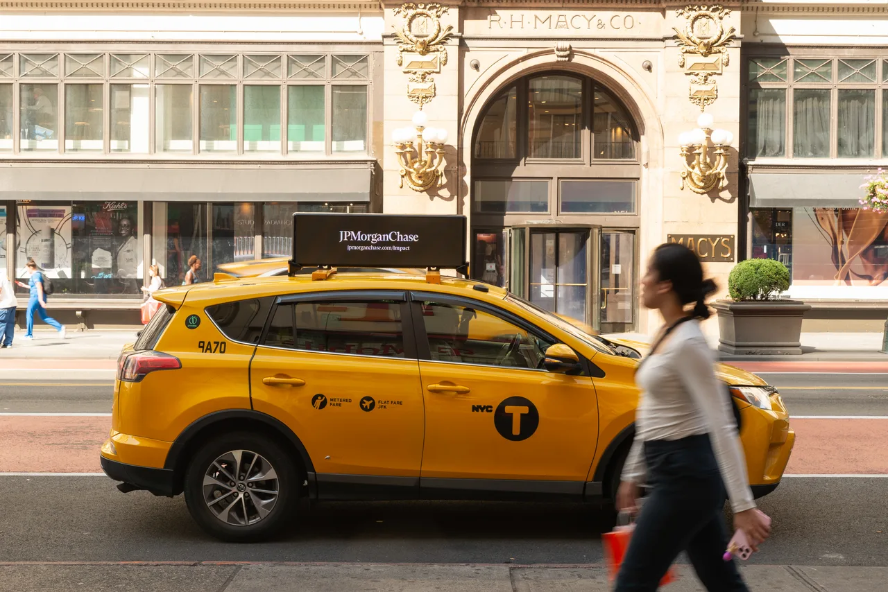 JPMorganChase running on a digital top at Macy's Herald Square, New York, 2025