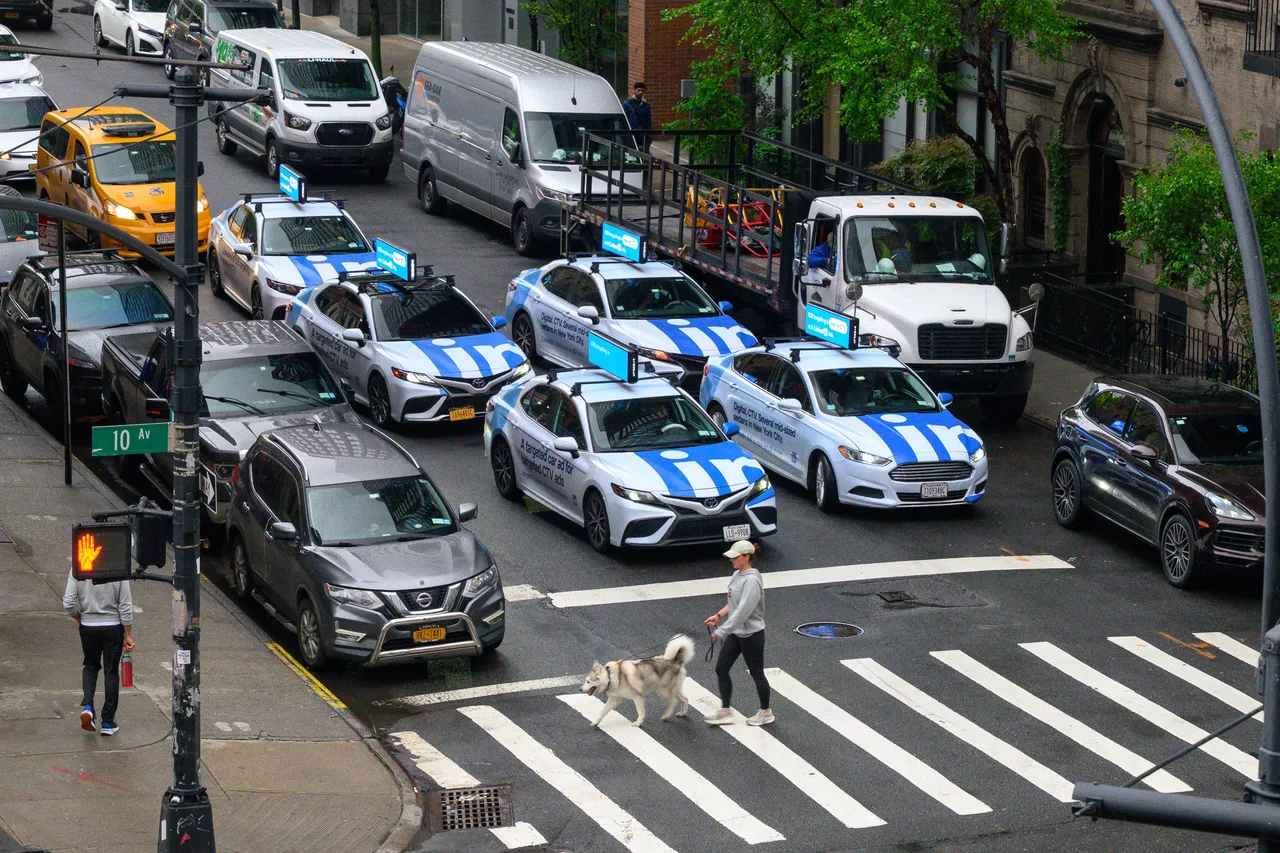 LinkedIn running on a 360 wrap swarm with digital tops at Tenth Avenue, Chelsea, New York, 2025