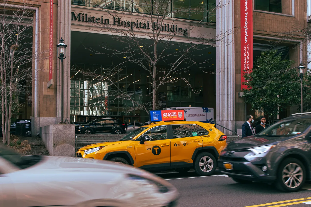 Northwell Health running on a digital top at Milstein Hospital, Washington Heights, New York, 2023