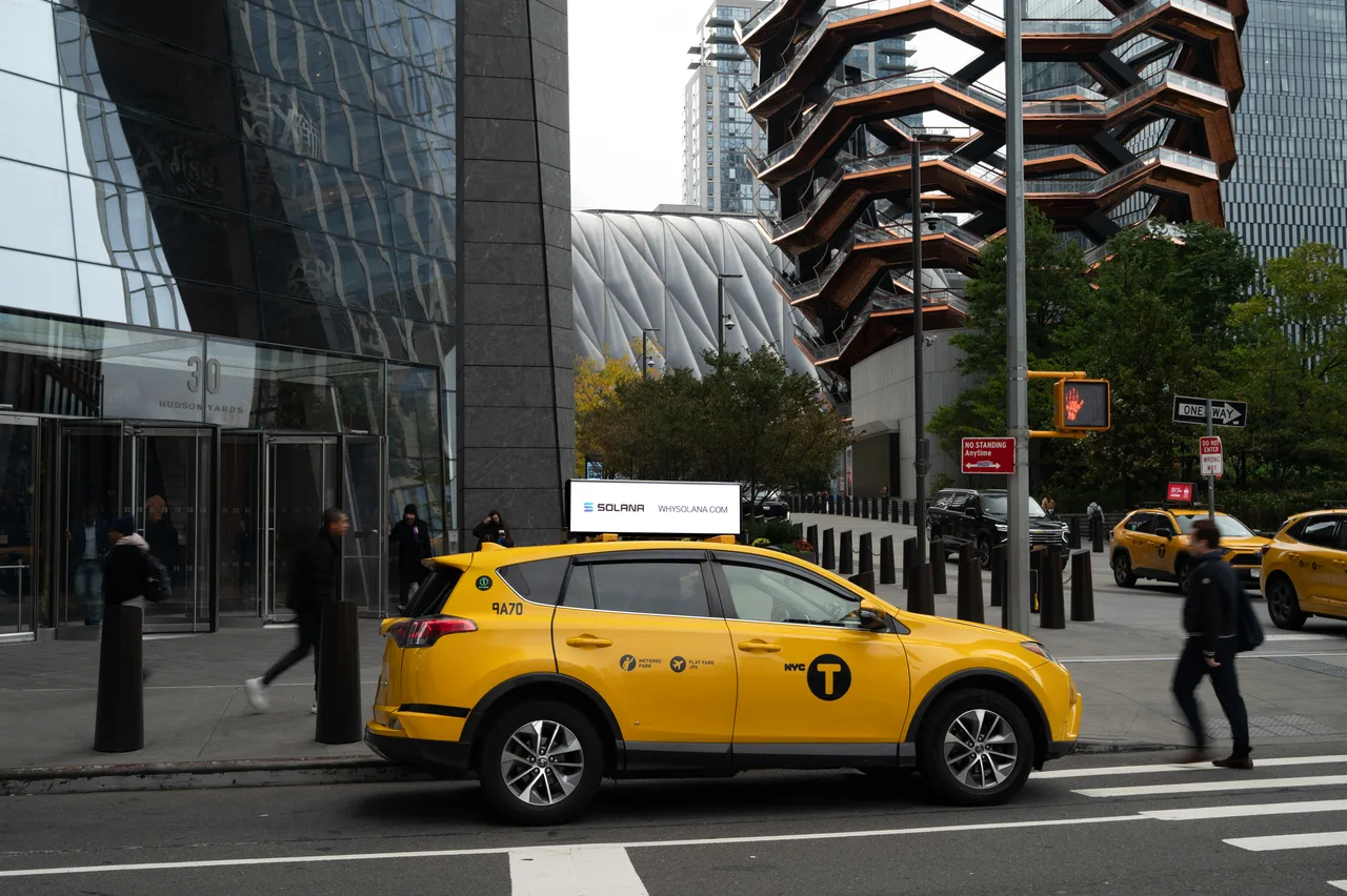 Solana running on a digital top at 30 Hudson Yards, New York, 2024