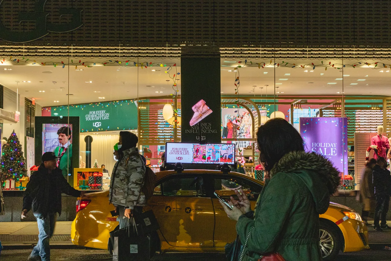 UGG running on a digital top at Fifth Avenue, UGG store, New York, 2024